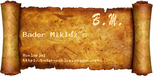 Bader Miklós névjegykártya