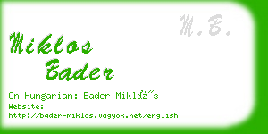 miklos bader business card